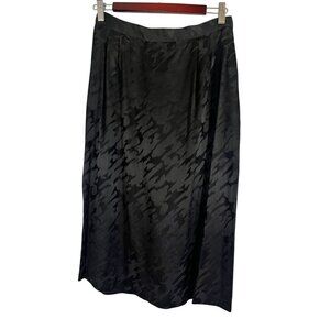Retro Silk Animal Print Skirt Black 12 Classic Chic Preppy Neutral Minimalist‎